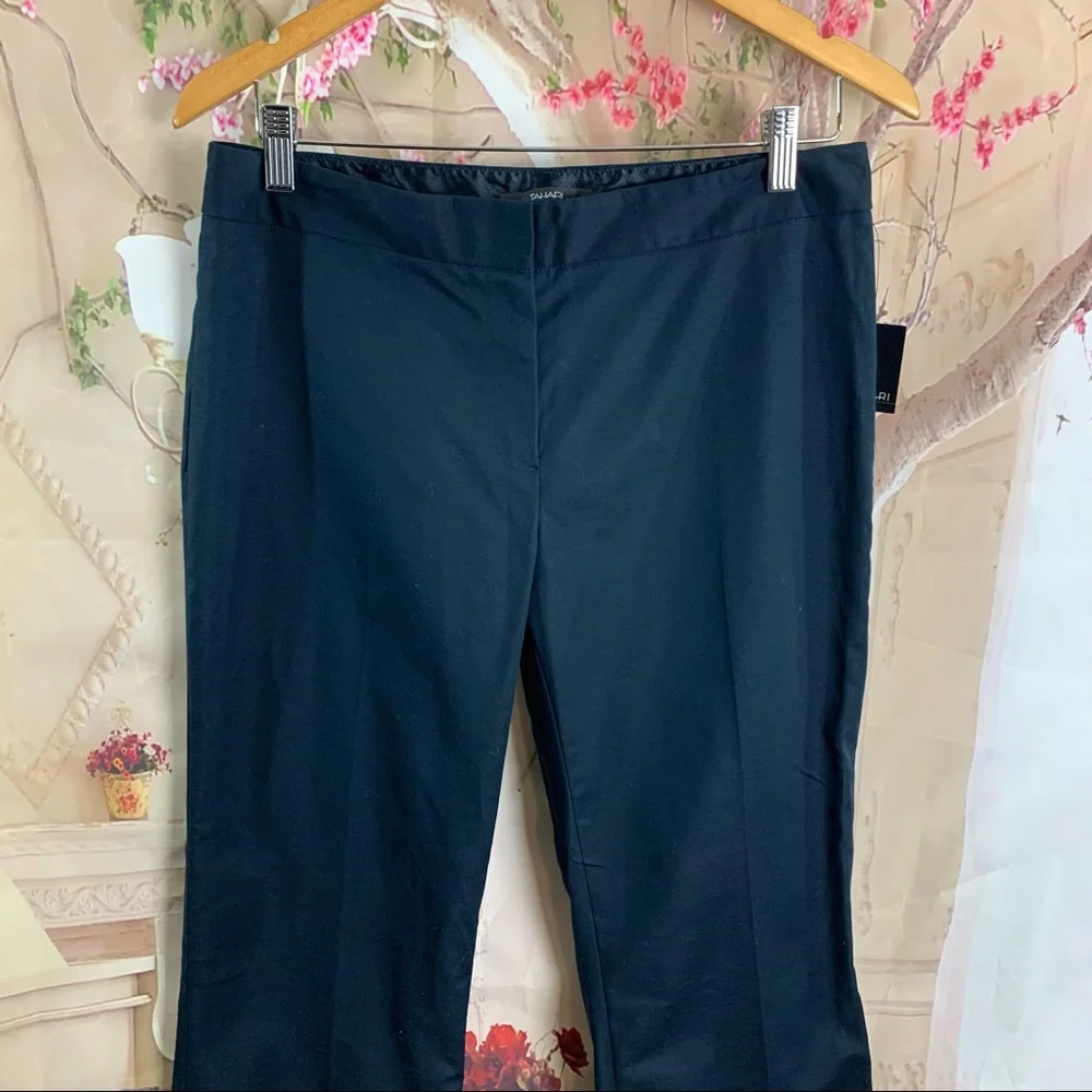 SOLD NEW Tahari Navy Blue Bootcut Terry Trousers Pant - Picture 3 of 11